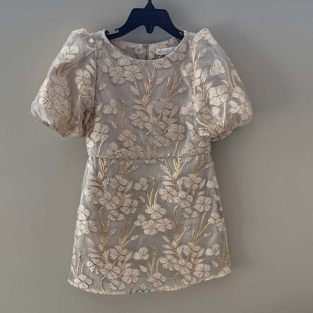 Gianni Bini Girls Elegant Floral Puff Sleeve Dress